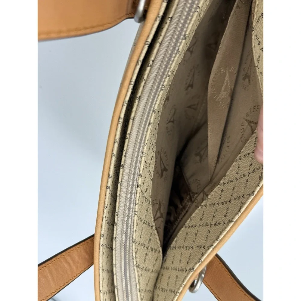 La Tour Eiffel Paris Monogram Satchel Crossbody Bag Beige Matching Wallet Set
